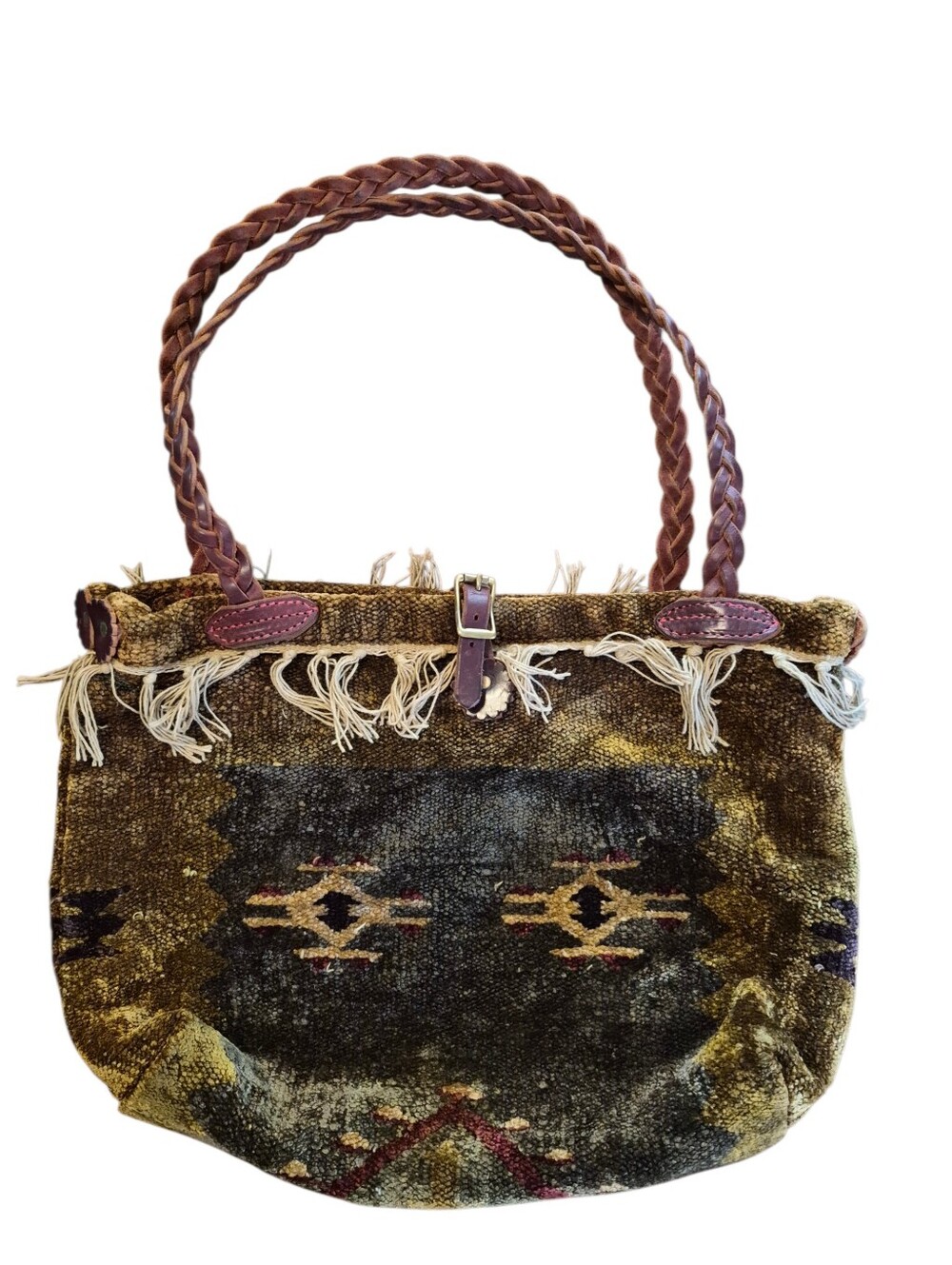 Carpet Bag Southwest Inspired with leather Detailing - L13